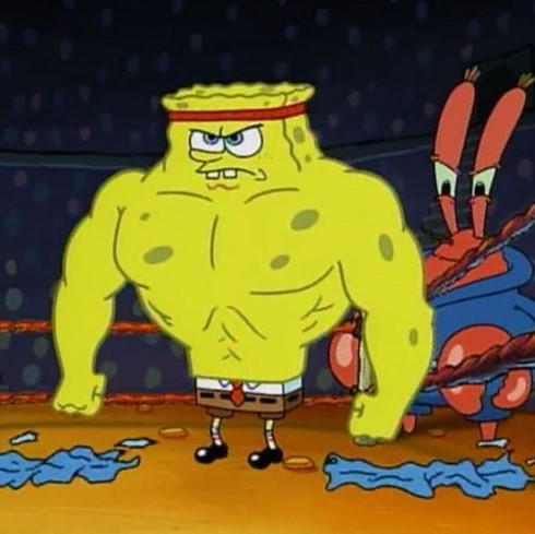 a muscular spongebob